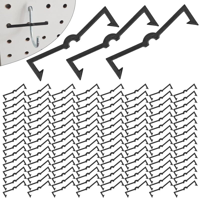 AccEncyc Black Peg Locks Plastic Pegboard Hook Locks Pegboard Display Hook Organizer Fixer Peg Board Hook Clip Retainers Pegboard Hook Organizer for Standard 1/4" and 1/8" Pegboard (120 Pcs) - Image 1